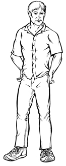 Not only a confident and aggressive posture but a reassuringly normal one.