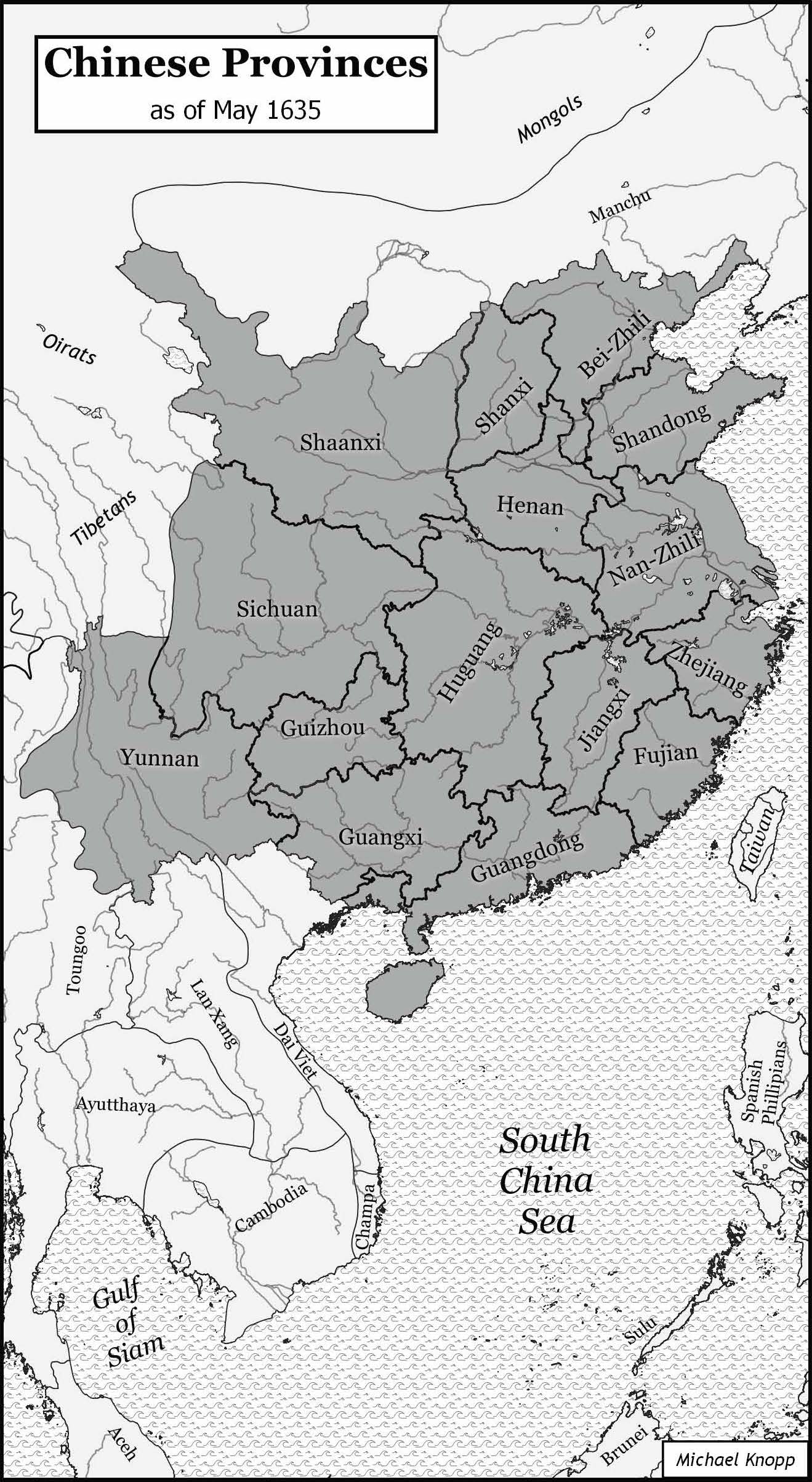 Chinese Provinces as of May 1635