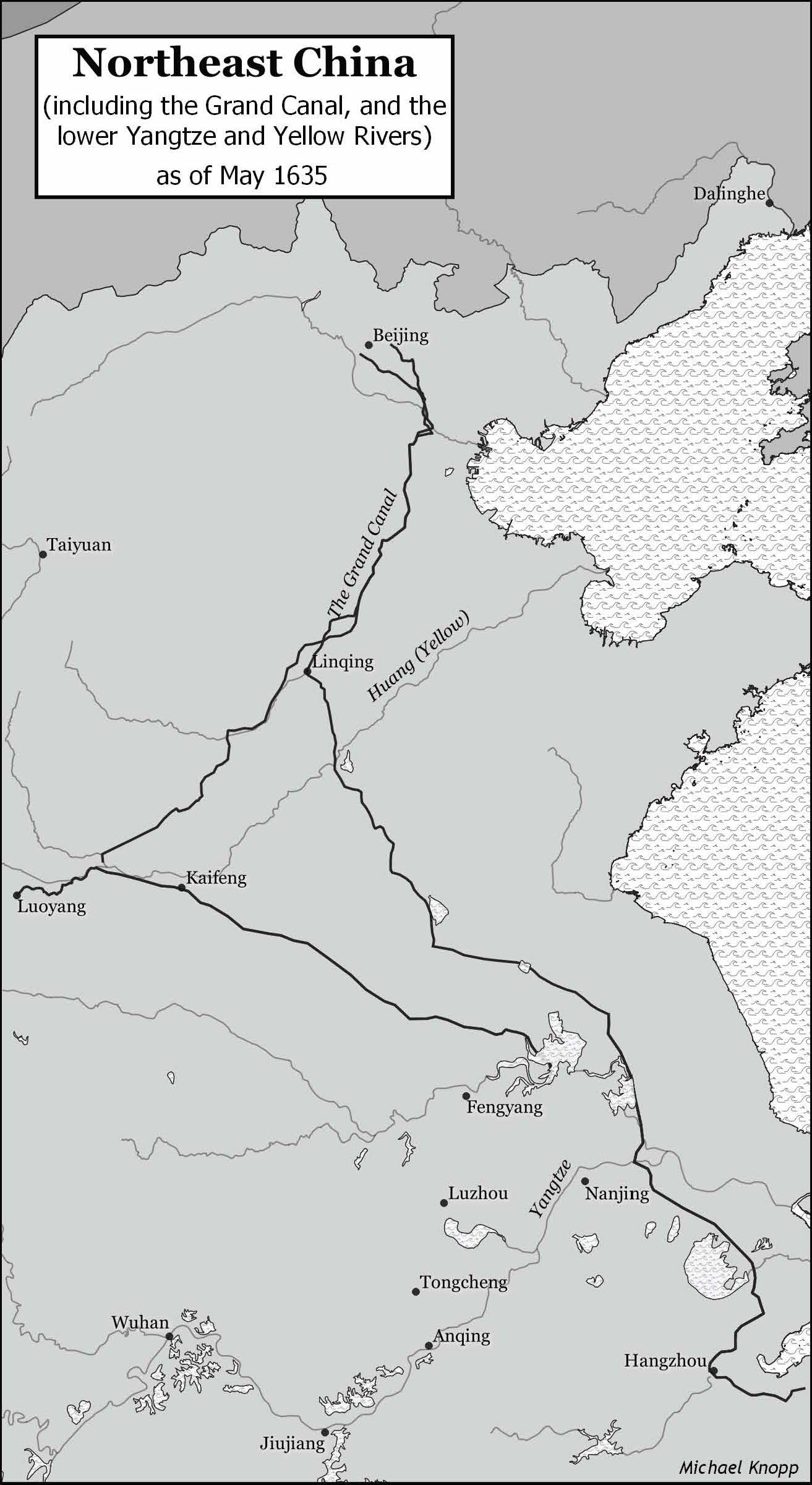 Northeast China (including the Grand Canal, and the lower Yangtze and Yellow Rivers) as of May 1635