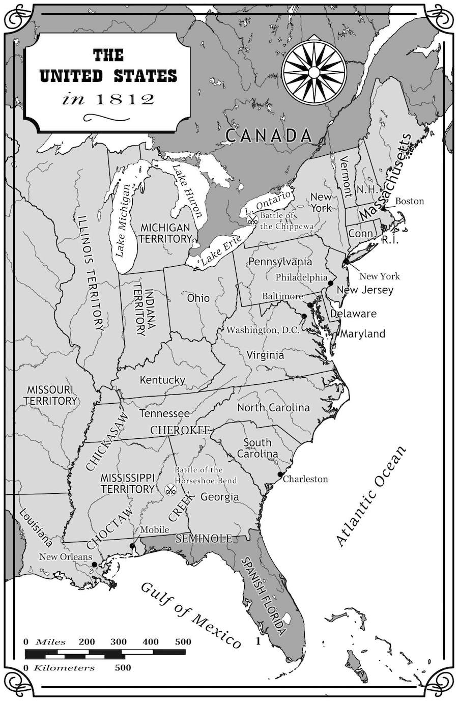 The United States in 1812 Map