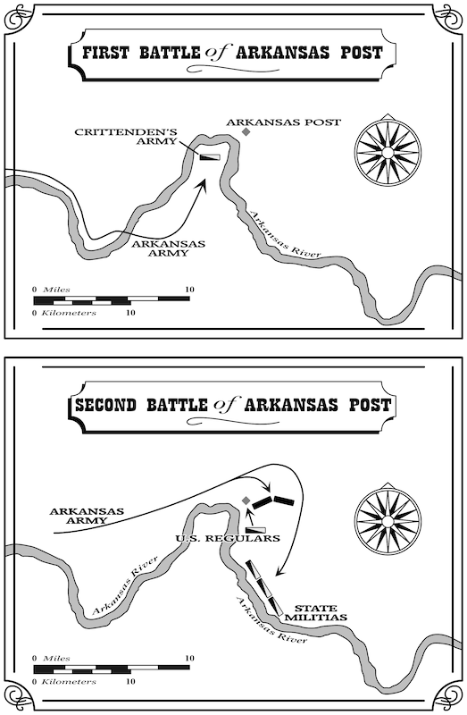 Map: First Battle of Arkansas Post and Map: Second Battle of Arkansas Post