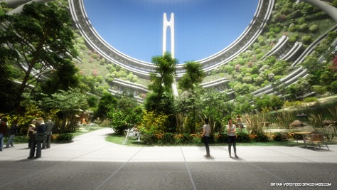 Kalpana One artist’s rendering looking along the axis of the station.